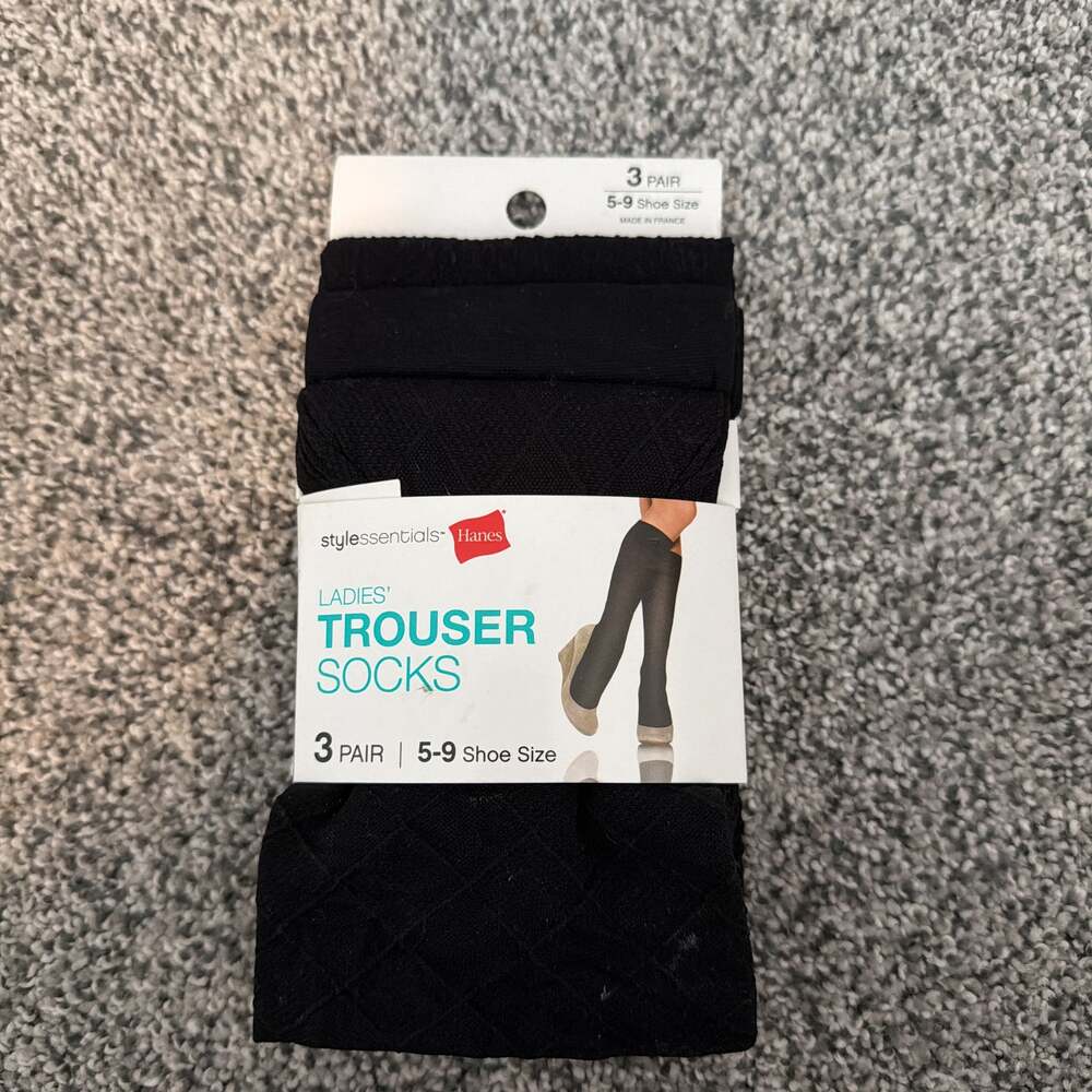 Hanes Style Essentials Ladies Trouser Socks, 3-pack, Black